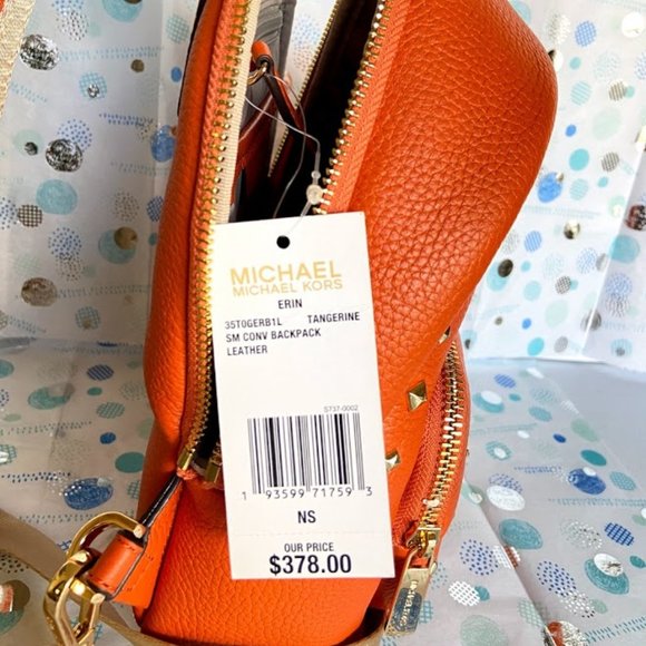 MICHAEL KORS SMALL LEATHER BACKPACK IN TANGERINE main image 4